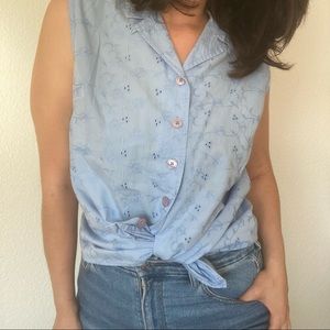 COPY - 3/$20 Button Down Eyelet Embroidered Tank